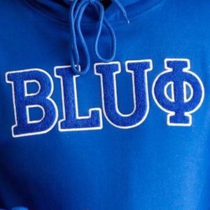 Phi Beta Sigma BLEU Chenille Hoodie Noir Doux Coton Polaire Grec Vie Fraternité Pull à Capuche avec Poche Kangourou - Product Image 5