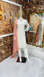 Venta al por mayor de moda pakistaní señoras Kurta establece superior e inferior elegante césped Pishwas indio y ropa pakistaní - Product Image 5