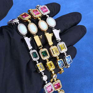 <b>Mens</b> 925 <b>Silver</b> Multicolor Gemstone Chain With Moissanite Diamond Luxury Fashion Jewellery - Product Image 3