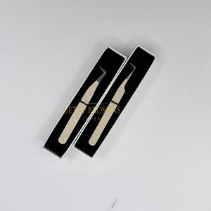 Pinzas para extensión de pestañas con punta de fibra y recubrimiento en polvo nude, con agarre de diamante curvado, para pestañas de 90 grados y volumen de 90 grados, instrumentos de belleza - Product Image 2
