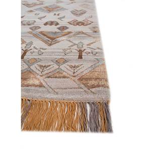 Tapis géométrique en laine et soie de bambou noué à la main Manchaha, gris et noir, rectangulaire, pour salon, couloir - Les-1807 - Product Image 4