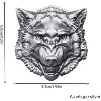 RARESSESSIME – Badge Métallique 3D Tête de Loup en Gros, Emblème Animal Robuste en Alliage de Zinc, Anti-Rayures, Décoration pour Voiture et Vélo