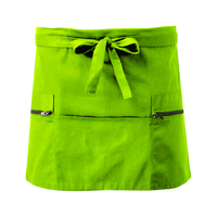 Mini bolsillo con cremallera corto Bar dinero ecológico Poly algodón manga delantal para camareros cóctel camareras camareros uniforme de Hotel
