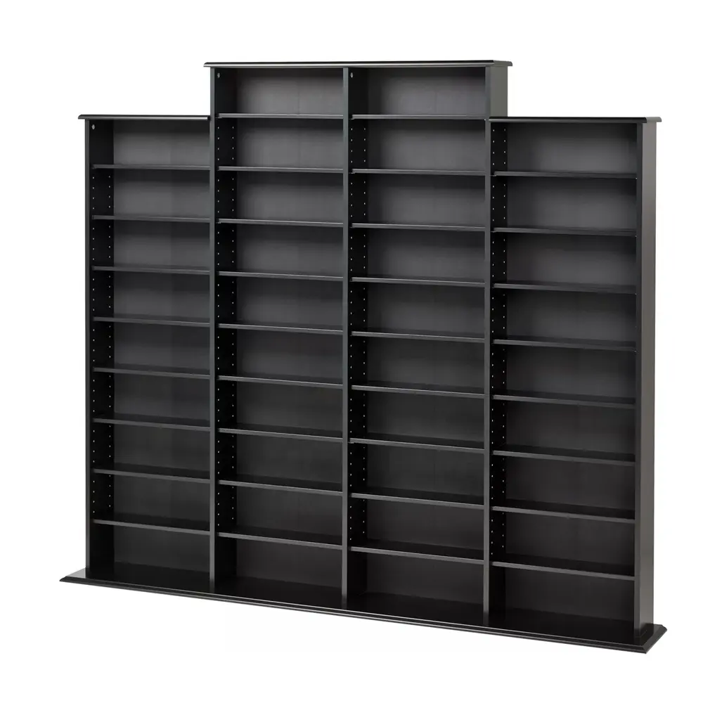 Wall Mounted CD DVD Rack Media Storage Solid Wood Black Finish