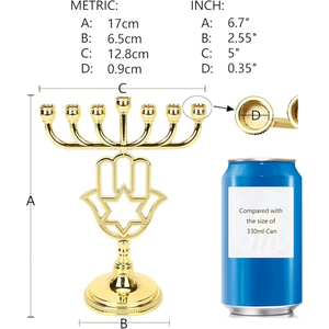 Most Demanding Israel Candelabra Attractive Design Metal <b>Candle</b> <b>Holder</b> With 7 <b>Stick</b> <b>Holder</b> Golden Color Tabletop and Church Use - Product Image 2