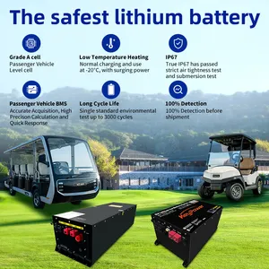 KeyPower电动高尔夫球车锂电池48V 100Ah 135Ah电池，用于俱乐部车E-Z-GO雅马哈电池，带安装支架