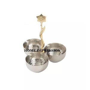 Cuencos de regalos para bodas y eventos chapados en oro de aluminio puro, plato y cuencos para servidor de decoración de mesa de restaurante en la India - Product Image 4