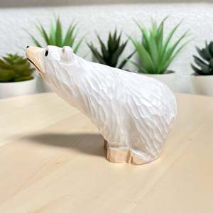 YEEYAYA in legno intagliato a mano statua dell'orso polare decorazione per la casa in legno scultura per camera decorazione animali selvatici statuette di natale statuetta giocattoli - Product Image 3