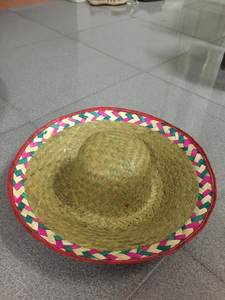 Sombrero de paja mexicano a rayas coloridas tejidas a mano de 55cm y 60cm, sombrero de paja tejido decorativo para fiesta, deportes, sombrero de vaquero para adultos - Product Image 3
