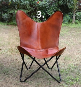 Luxury Leather Foldable Iron Frame <b>Chair</b> Butterfly Design Powder Coated Folding Outdoor Leisure for Home Office Living Room - Product Image 6
