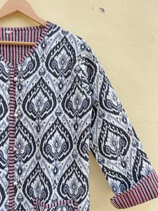 Boho <b>Long</b> Quilted Jacket Handmade Block Printed <b>Coat</b> Artistic <b>Winter</b> Wear Reversible Bohomain Jacket Vintage Cotton <b>Long</b> Jacket - Product Image 2