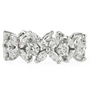 Anillo de Eternidad con Diamantes Marquise y Fleurette, Joyería Elegante para Él o Ella - Product Image 1