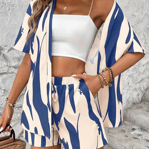 Nouvel été 2 pièces ensemble femmes 3D imprimé personnalisé Shorts chemise 2025 100% coton élégant respirant femmes ensembles - Product Image 1