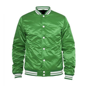 Blouson bombardier imprimé avec logo personnalisé pour hommes vêtements de rue veste de baseball imperméable en satin avec boutons pour université - Product Image 3