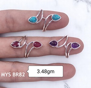 Anillos de Plata de Ley 925 con piedras preciosas naturales, accesorios de joyería fina elegantes, anillos hechos a mano, joyería al por mayor a granel - Product Image 1