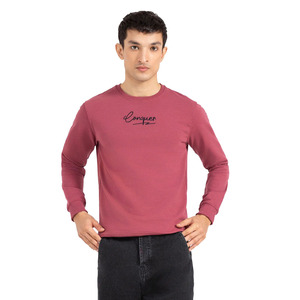 เสื้อสเวตเชิ้ตคอกลมผ้าฟลีซสีแดงเลือดหมูสำหรับผู้ชายขายส่งสำหรับฤดูหนาว ปักโลโก้ตามสั่ง MOQ ต่ำ - Product Image 1