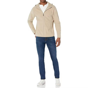 Sudadera con capucha y cremallera para hombre, de corte regular, con forro polar y diseño personalizado bordado, para invierno, 100% algodón orgánico. - Product Image 4