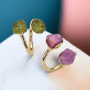 แหวนเพชรแฟชั่นปรับแต่งได้แหวนซิทรีนธรรมชาติปรับได้เครื่องประดับหินวันเกิดรักษาอัญมณีดิบที่บริสุทธ์ - Product Image 2