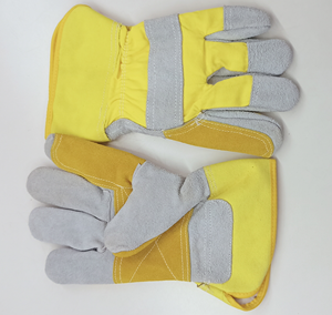 Guantes de trabajo de construcción de grado industrial de alta calidad de doble capa de cuero de vaca dividido diseño de tela trasera completa antiimpacto - Product Image 4
