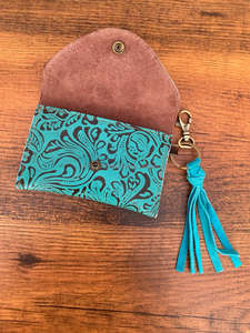 2024 nouveau Design sac à main en cuir de vachette avec porte-clés Western Full Grain véritable portefeuille en cuir Floral en relief pour les femmes - Product Image 5