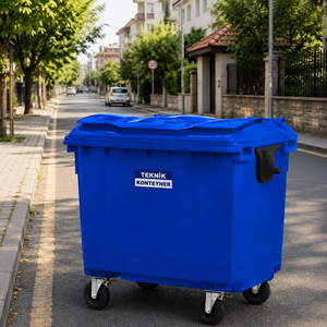 1100 L Wheelie <b>Bin</b> HDPE Outdoor Plastic Waste Container Teknik Brand Turkish Manufacturer in Istanbul - Product Image 3