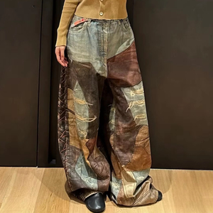 กางเกงเอี๊ยมผู้ชายดีไซน์เนอร์ ขาดๆ ทรงขากว้าง ทรงตรง พิมพ์ลายดิจิตอล 3 มิติ ลายเปื้อนโคลน ไซส์ใหญ่ ใหม่ สไตล์ไฮสตรีท ฮิปฮอป - Product Image 4