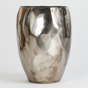 Jarrón de metal de aluminio plateado pulido de primera calidad con un elegante diseño alto, perfecto para banquetes de lujo y exhibiciones de bodas - Product Image 1