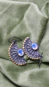 Boucles d'oreilles en argent sterling 925 de qualité supérieure avec pierre précieuse opale, design bohème en forme de feuille, bijoux faits à la main, cadeau pour elle - Product Image 2