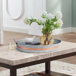 ถาดวงรีโลหะชุบสังกะสีพร้อมการตัดแต่งทองแดงการใช้งานสำหรับบ้านโรงแรมบาร์ร้านอาหารโอกาสแต่งงานการออกแบบใหม่ผู้ซื้อเชิงพาณิชย์ - Product Image 4