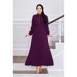 ชุดเดรสฮิญาบเอวแบบจีบพร้อมรายละเอียดหินสินค้าประเภทเจียมเนื้อเจียมตัว - Product Image 2