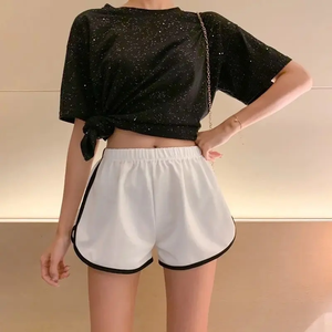 Short de sport d'été de yoga en coton pour femmes taille haute cyclisme randonnée haut de sport! Short chaud en tissu éponge décoré avec logo personnalisé - Product Image 5