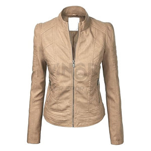 Abrigo de piel de oveja auténtica a la moda con estilo para mujer, la mejor chaqueta de motocicleta de calidad Premium, estampado transpirable de algodón - Product Image 1