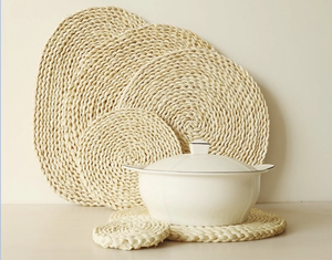 Sous-verres en rotin et jacinthe d'eau de nombreuses tailles, tapis de table à manger, décoration de cuisine, décoration de table de fête - Product Image 5