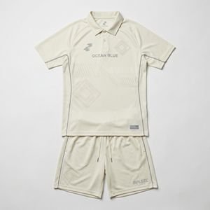 Minimalist Soccer Wear Kit Recycled Ocean Plastic Mesh Tonal Jacquard <b>Silver</b> Reflective Piping Tailored Collar - Product Image 1