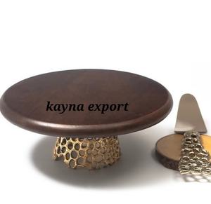 Most Selling Natural <b>Wooden</b> <b>Cake</b> <b>Stand</b> with Glass Top Wedding & Hotel Decoration <b>Cake</b> <b>Stand</b> - Product Image 3