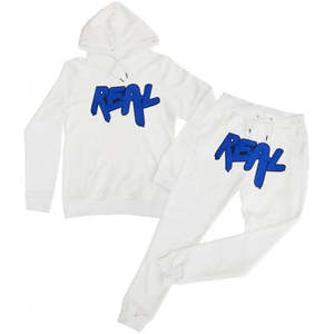 Ensemble de survêtement en coton French Terry respirant de qualité supérieure avec broderie en chenille personnalisée, streetwear, 500 GSM - Product Image 1