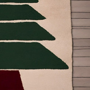 Tapis de Noël moderne en laine néo-zélandaise fait à la main à poils hauts et anti-bactéries, motif abstrait pour la maison, le salon et les enfants. - Product Image 3