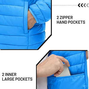Chaqueta Acolchada para Hombre OEM, Chaqueta Ligera con Aislamiento Térmico, 4 Bolsillos Prácticos, Resistente al Agua, Cortavientos, Lista para Viajar - Product Image 4
