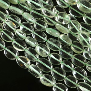 Cuentas ovaladas lisas de amatista verde natural, cuentas de piedras preciosas sueltas de amatista para la fabricación de joyas, a granel, de fabricante indio - Product Image 1