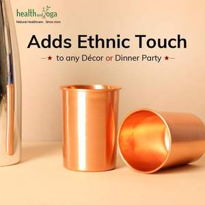 HealthAndYoga qCup Gobelets en cuivre pur pour boire des gobelets en cuivre pur de santé ayurvédique 2 pièces. Set 250 ml 8 floz Plaine - Product Image 4