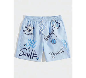 Micro Logo personnalisé sportif hommes toile Shorts léger avec fermeture à cordon sérigraphie sur le devant vêtements décontractés en gros - Product Image 1