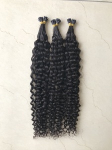 Extensions de cheveux humains I-Tip 100% vierges de temple indien, provenant d'un seul donneur, bouclées crépues, traitées à la vapeur, pour la vente en gros aux fournisseurs de cheveux - Product Image 3