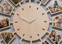 Horloge personnalisée en bois avec 12 photos pour les photos de mariage en famille