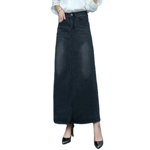 Jupe longue pour femme, prix bas, haute qualité, vente en gros, jupe en jean plissée à taille haute, mode estivale, mignonne - Product Image 5