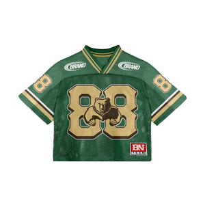 Maillot de football américain rétro personnalisé T-shirt court Boxy à col en V pour homme Haut de football vintage en maille avec sublimation style streetwear - Product Image 4