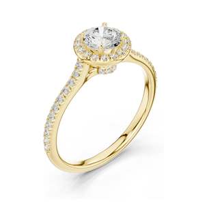 Bague de fiançailles pour femme avec halo de diamants de laboratoire ronds brillants de 1,04 carat, clarté VVS-VS EF, or 18 carats, 14 carats, 10 carats et argent 925 - Product Image 4