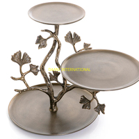 Support à gâteau de luxe en métal doré style branche d'arbre, écologique, compatible lave-vaisselle, base artistique pour présentation de desserts pour mariages