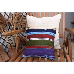 Multicolor Wool Kilim <b>18x18</b> Inch Luxury Decorative Accent Pillow Woven Vintage Pattern Leaves 12x12 Inch Patchwork Cushion - Product Image 3