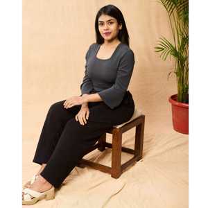 กางเกงยืดลำลองสำหรับผู้หญิงเอวยางยืดผ้าฝ้ายสีขาวน้ำหนักเบาใส่สบาย - Product Image 1