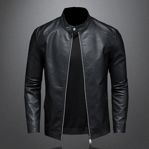 Men's Plus Sizes Leather <b>Jacket</b> Fashion Door Motor <b>Cycle</b> Sports <b>Jackets</b> All Sizes Cow Skin Stand Collar Winter Season Canvas - Product Image 3
